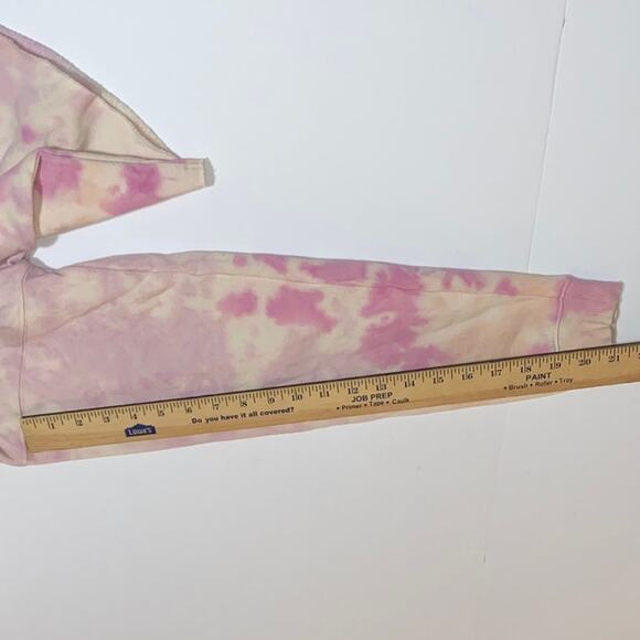 Women’s Pink Tie-dye Oversized Crop Hoodie Size Large Relaxed Comfort Casual - Picture 9 of 11